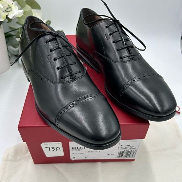 Men’s Salvatore Ferragamo cap toe oxfords size 8E made in Italy - Picture 1 of 10